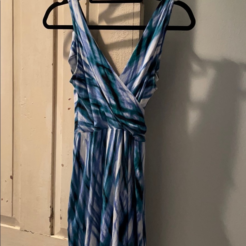 Colorful V neck cotton w spandex dress - Picture 5 of 7